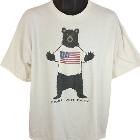 Bear It With Pride T Shirt Vintage 90s Y2K American Flag Made In Canada Mens XL - Picture 1 of 5